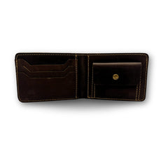Horsey Bifold Crazy Horse Leather Wallet | Vintage Patina Perfection | Dark Brown - Przewalske
