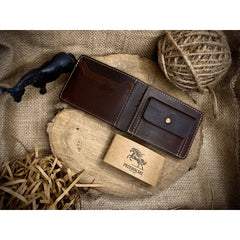 Horsey Bifold Crazy Horse Leather Wallet | Vintage Patina Perfection | Dark Brown - Przewalske