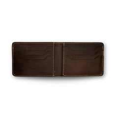 Horsey Bifold Crazy Horse Leather Wallet | Vintage Patina Perfection | Dark Brown - Przewalske