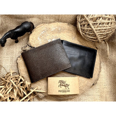 Luxury Defined | Bi - Fold Full - Grain Leather Wallet | Rich Black & Dark Brown - Przewalske