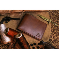 Rustic Elegance | Bi - Fold Crazy Horse Leather Wallet | Vintage Two - Tone - Przewalske