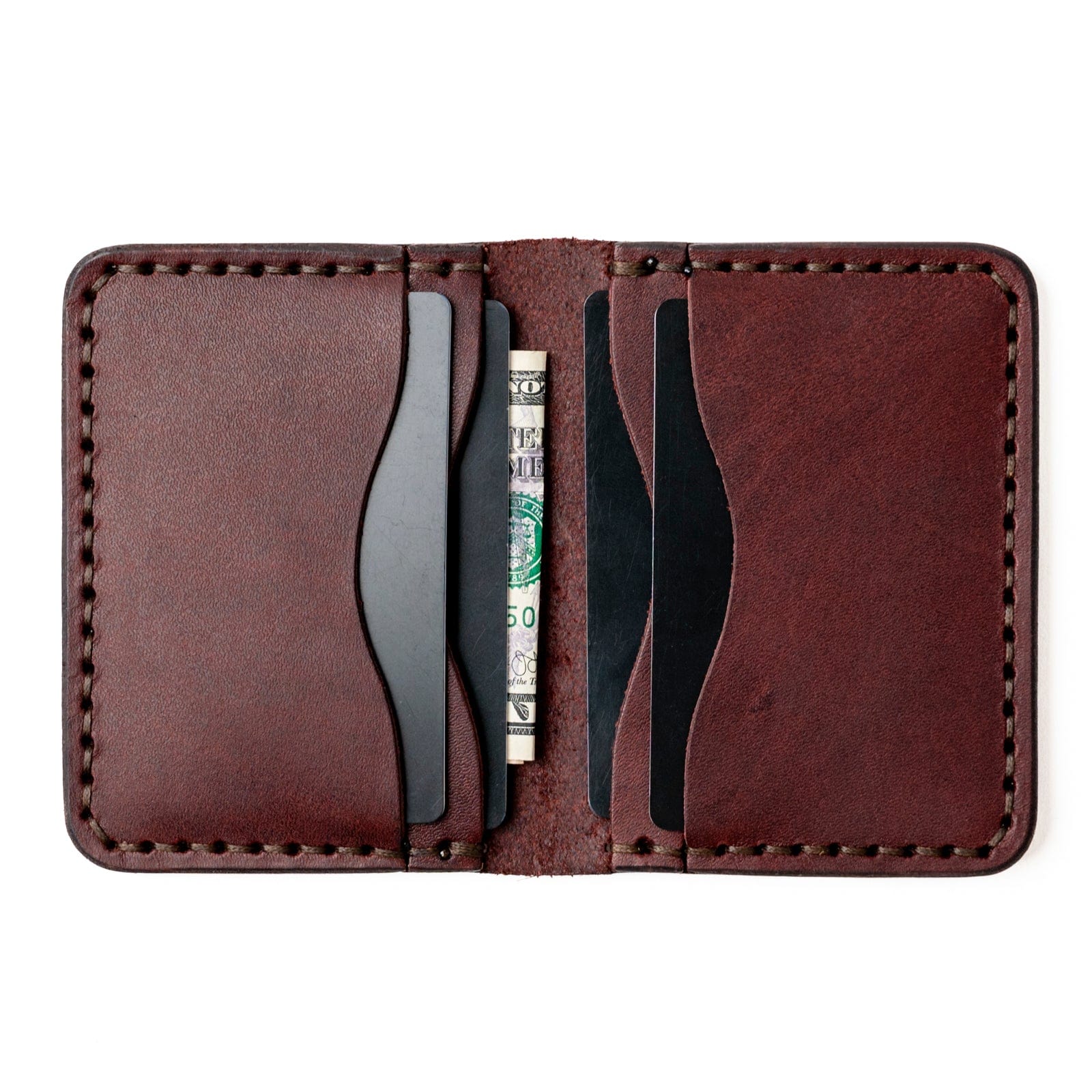 Leather 5 Card Wallet - Oxblood