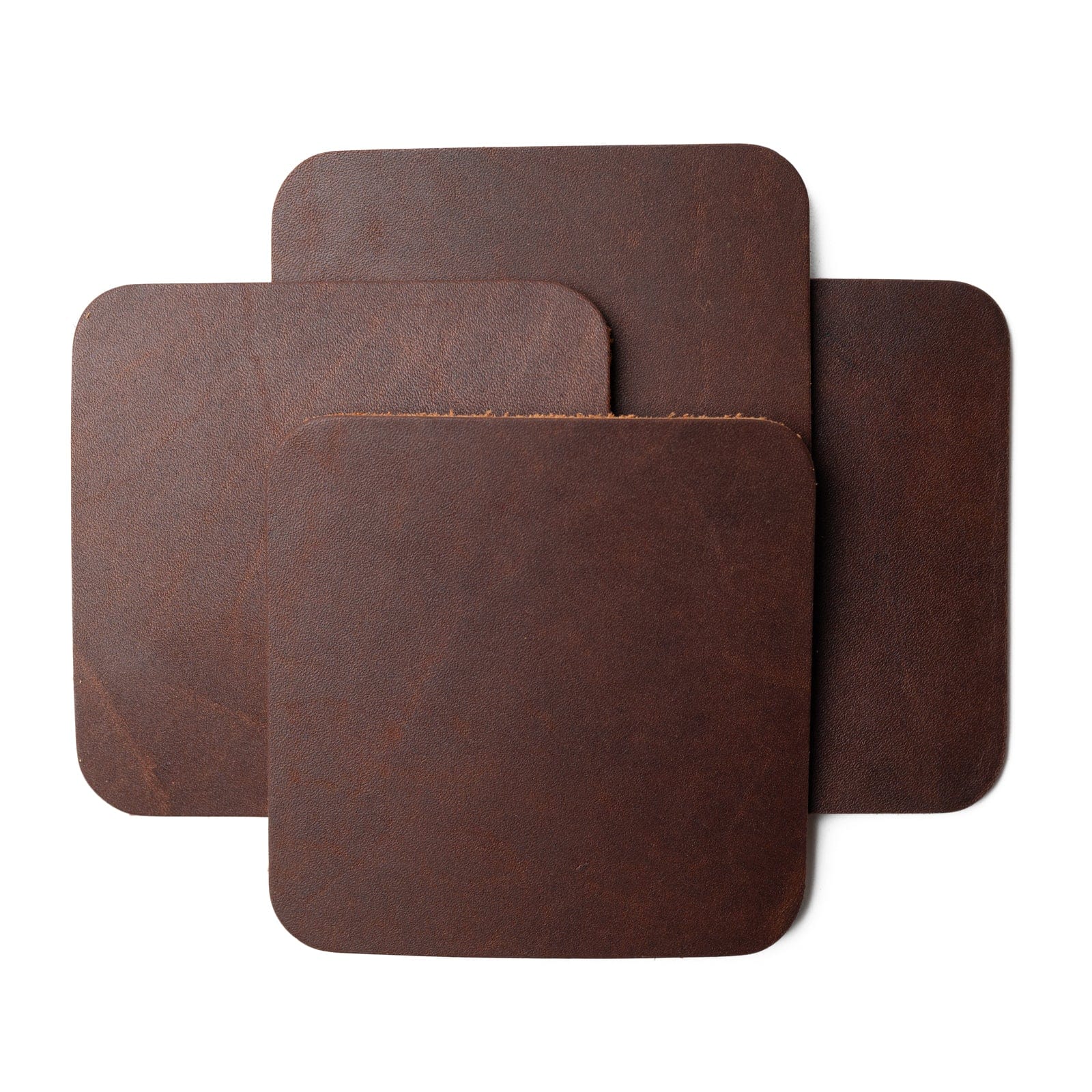 Leather Coasters 4 Pack - Square Blank - Heritage Brown