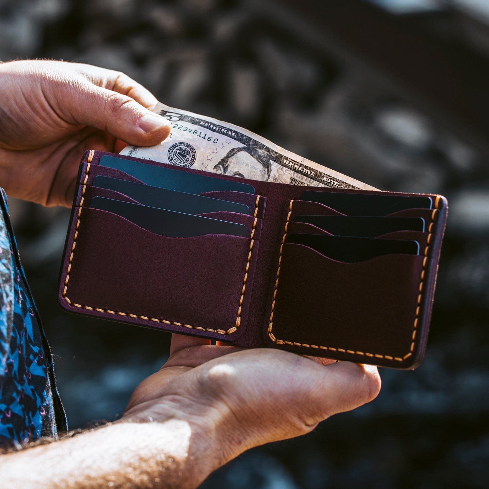 Traditional Bifold Leather Wallet - Oxblood