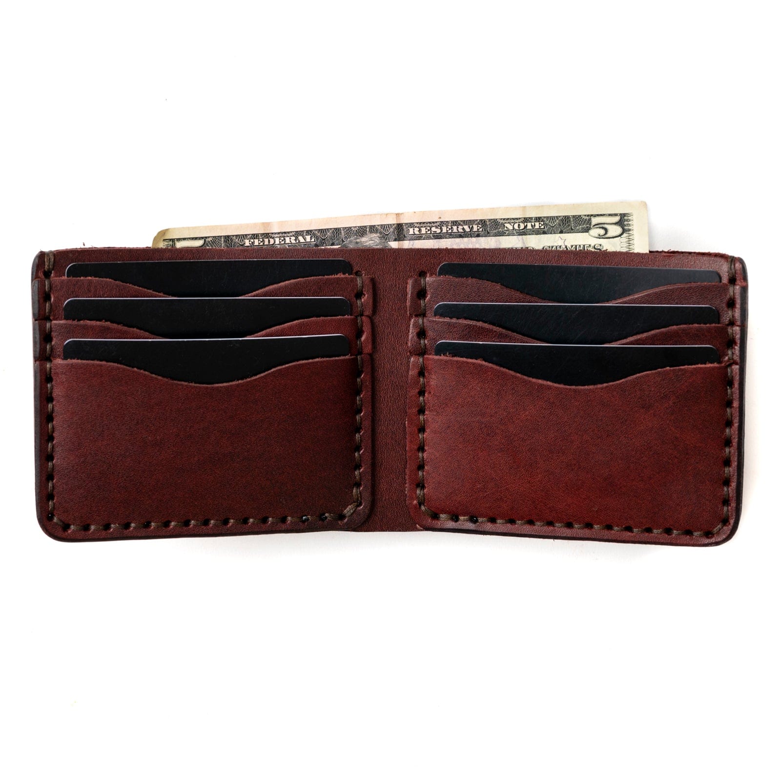 Traditional Bifold Leather Wallet - Oxblood