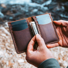 Leather Vertical Wallet - Heritage Brown