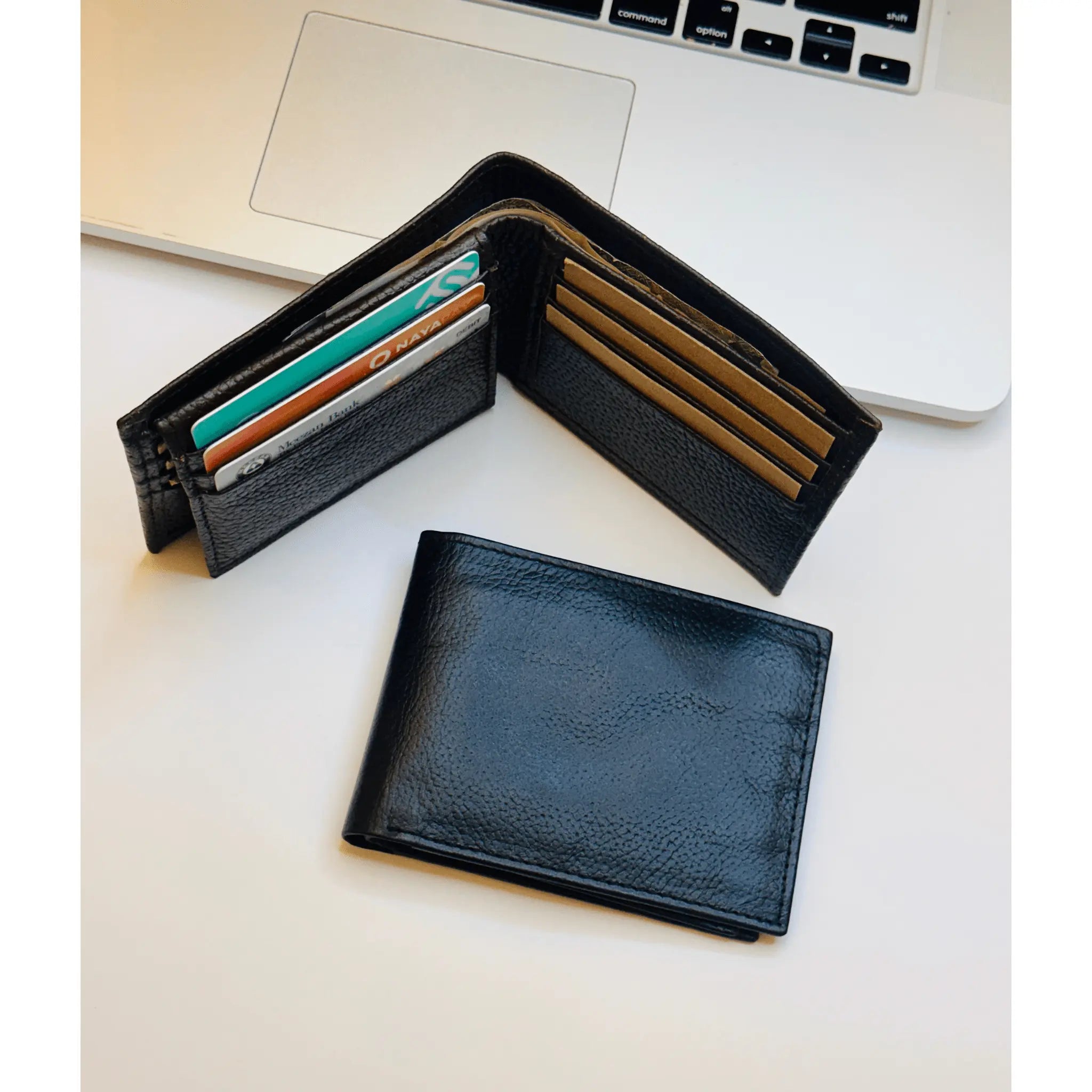 Luxury Defined | Bi - Fold Full - Grain Leather Wallet | Rich Black & Dark Brown - Przewalske
