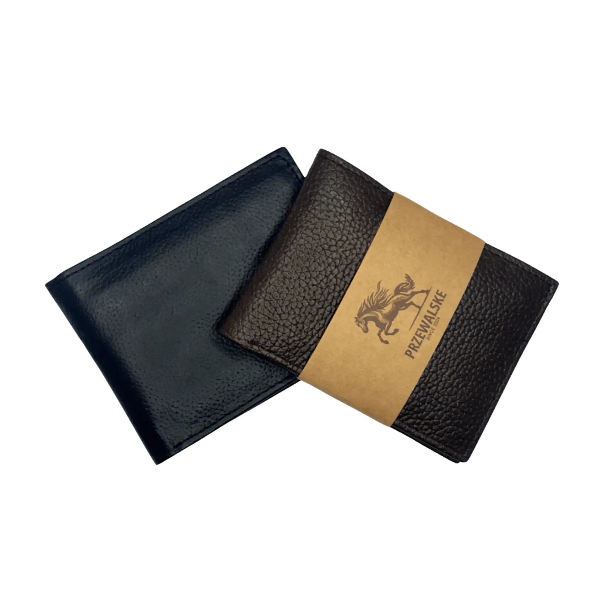 Luxury Defined | Bi - Fold Full - Grain Leather Wallet | Rich Black & Dark Brown - Przewalske