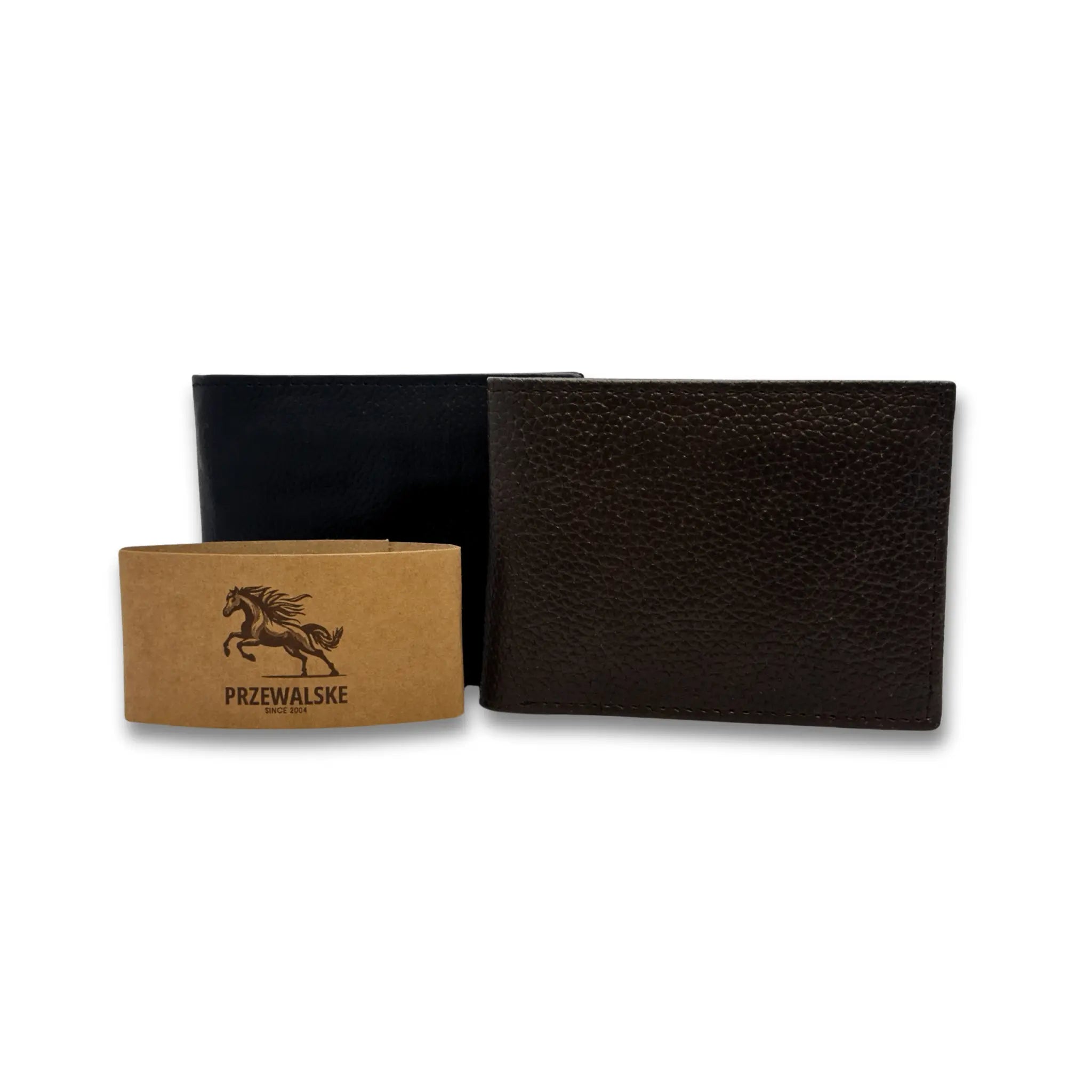 Luxury Defined | Bi - Fold Full - Grain Leather Wallet | Rich Black & Dark Brown - Przewalske