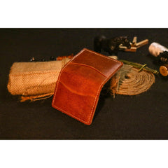 Mini Card Holder – Ultra Slim & Compact | Crazy Horse Leather | Vintage Brown - Przewalske
