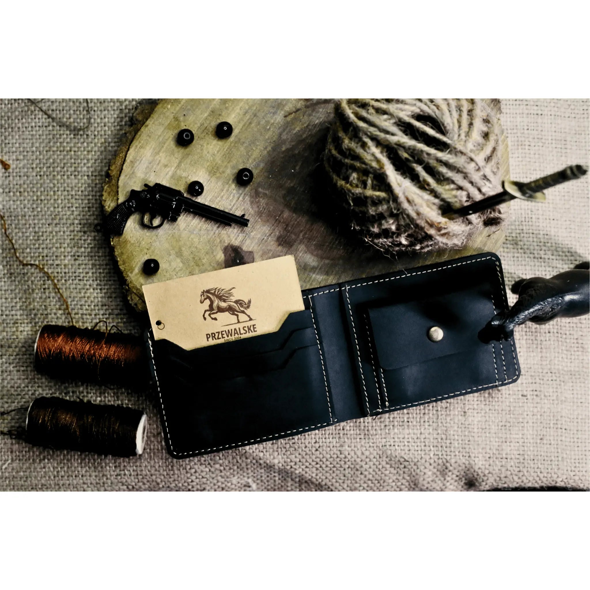 Signature Edition | Bi - Fold Crazy Horse Leather Wallet | Black - Przewalske