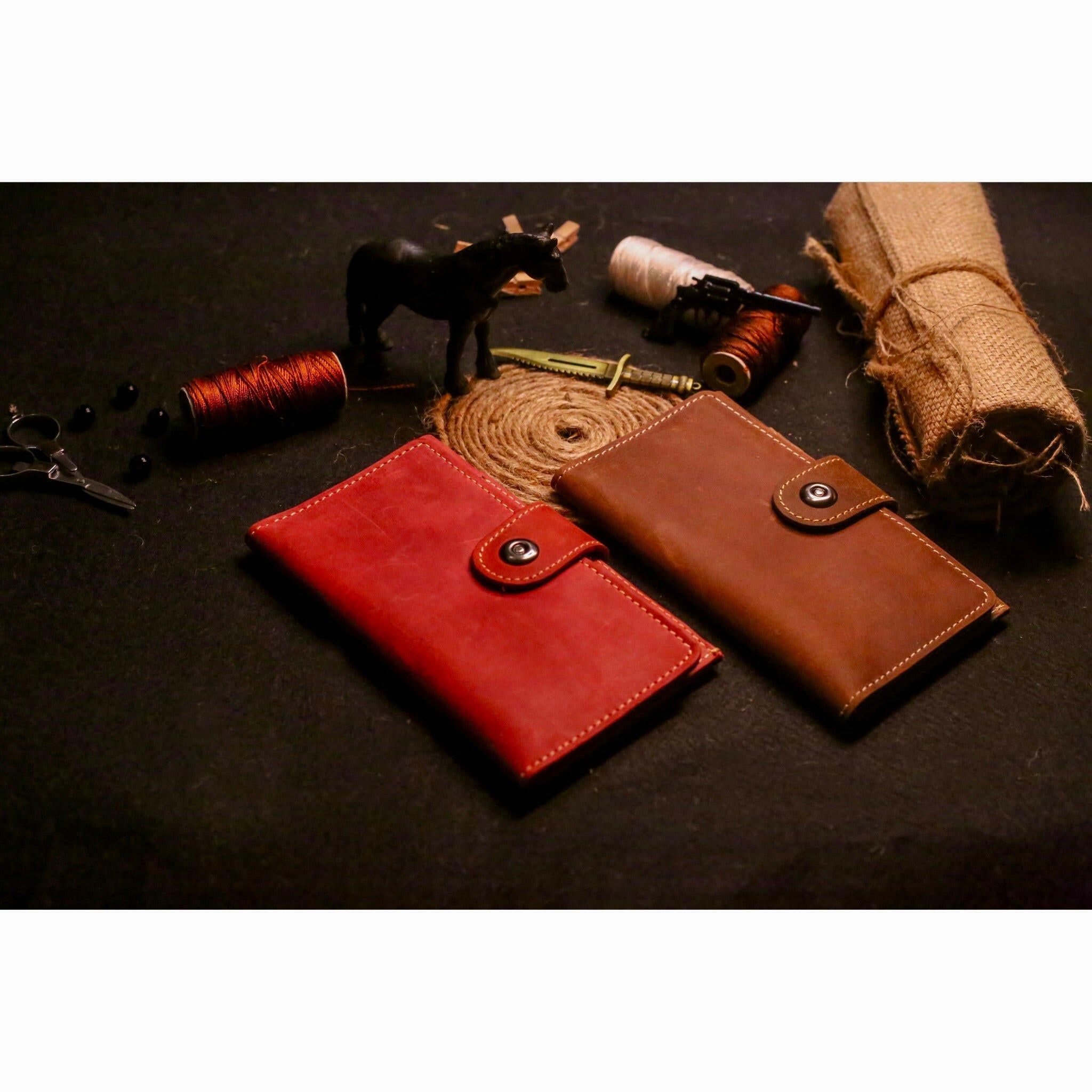 Voyager’s Companion | Premium Leather Mobile & Passport Wallet | Maroon & Dark Brown - Przewalske