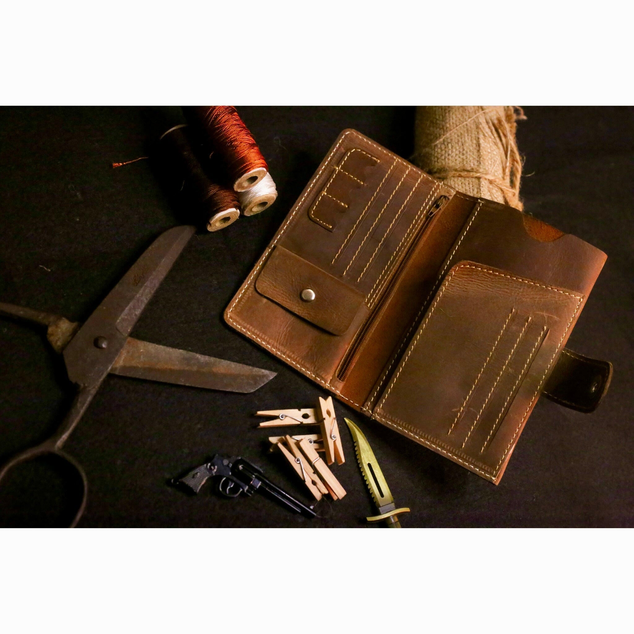 Voyager’s Companion | Premium Leather Mobile & Passport Wallet | Maroon & Dark Brown - Przewalske